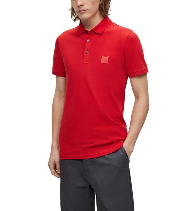 boss bright red slim fit polo t-shirt