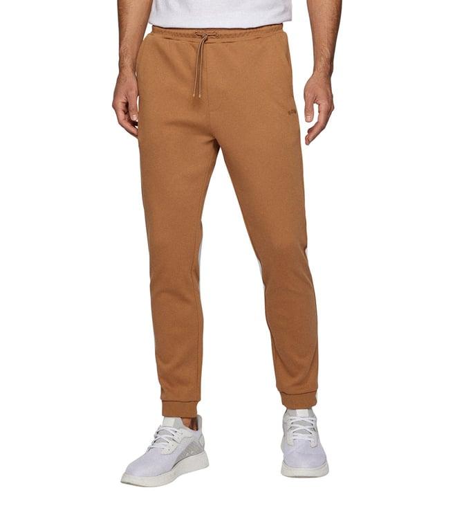 boss brown curved logo regular fit joggers