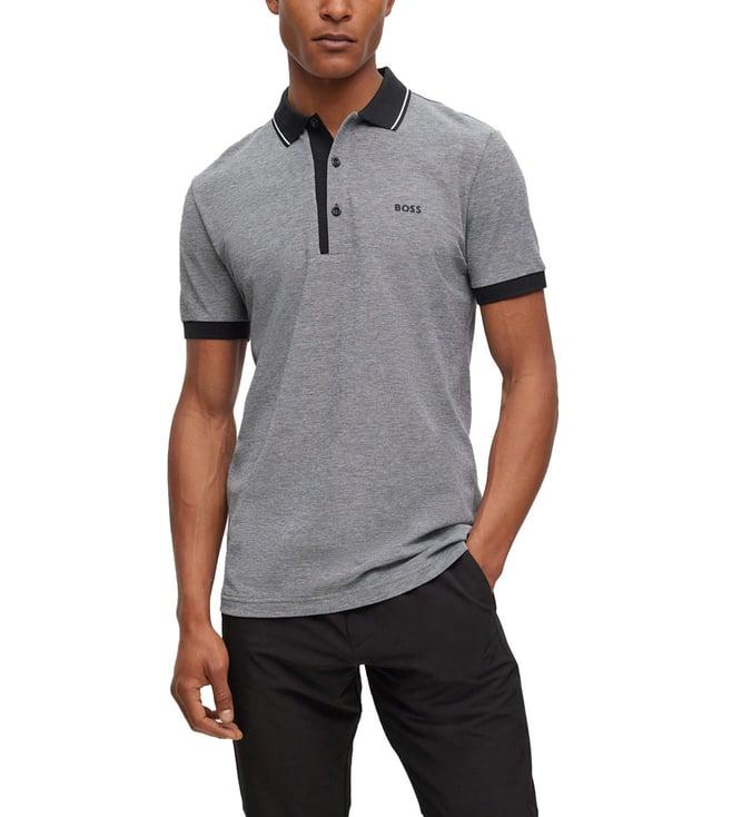 boss charcoal slim fit polo t-shirt