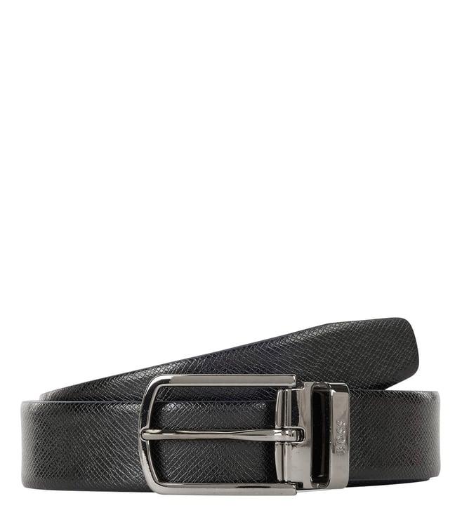 boss dark blue leather casual belt