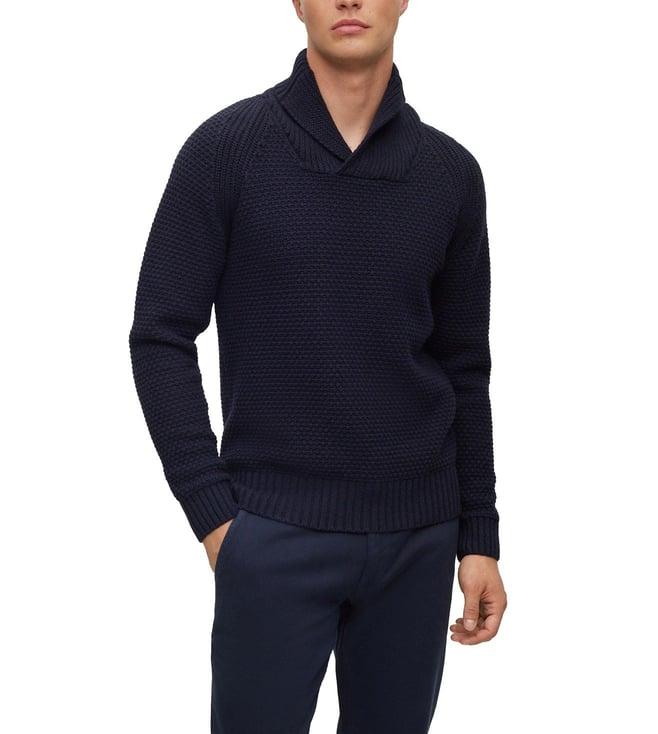 boss dark blue regular fit sweater