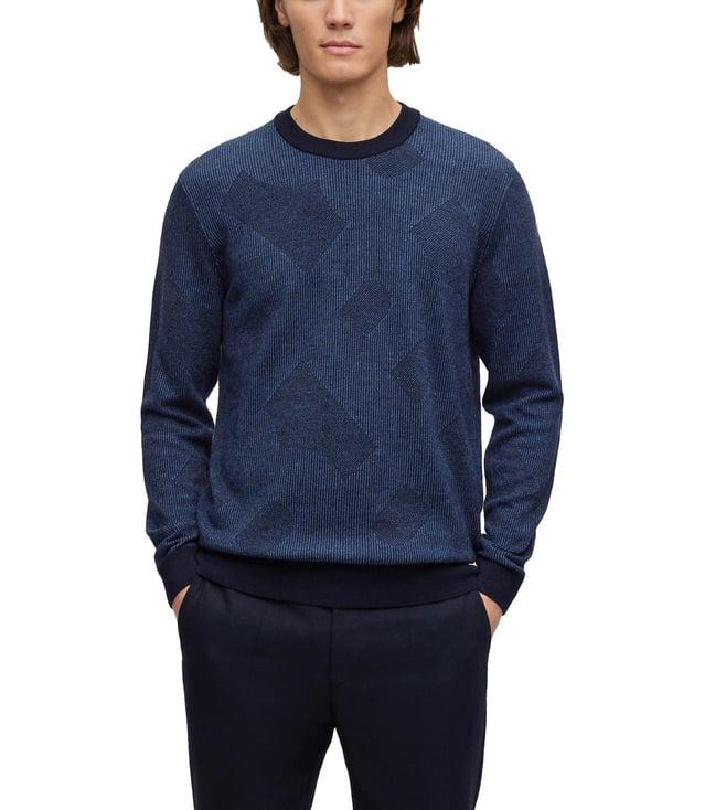 boss dark blue regular fit sweater