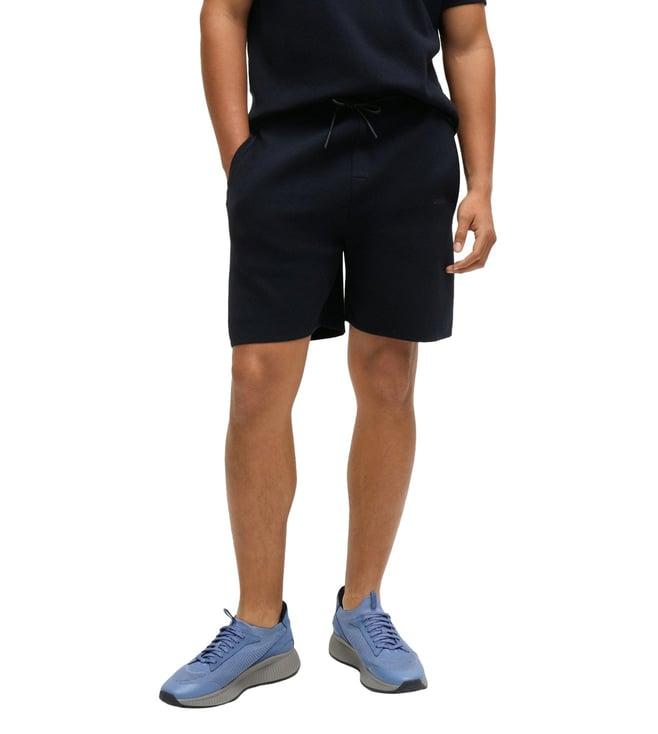 boss dark blue regular fit thermoregulating shorts