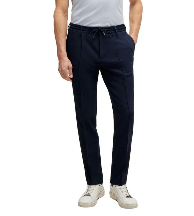 boss dark blue slim fit drawstring trousers