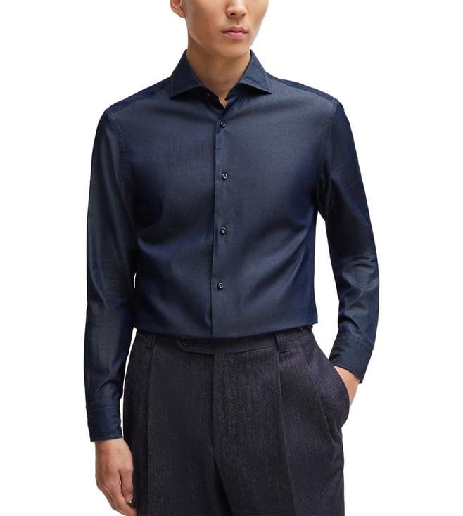 boss dark blue slim fit shirt