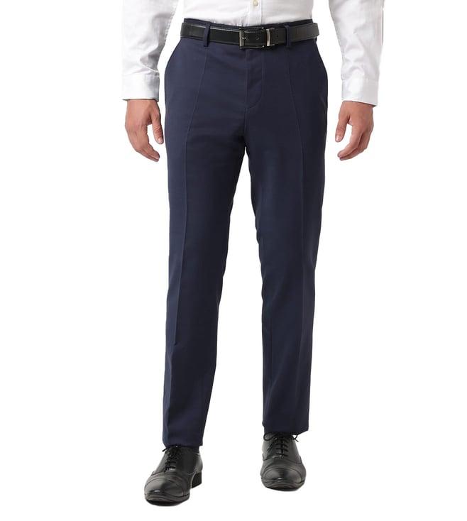 boss dark blue slim fit trousers