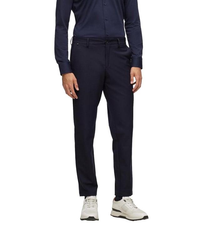 boss dark blue slim fit trousers