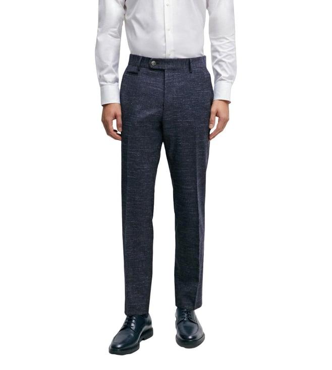 boss dark blue slim fit trousers