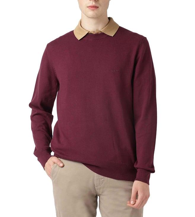 boss dark red regular fit sweater