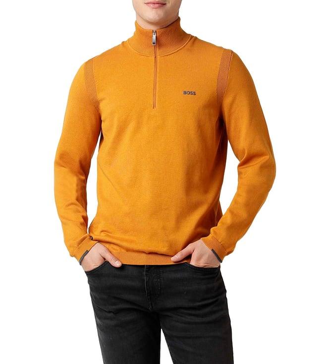 boss dark yellow regular fit sweater