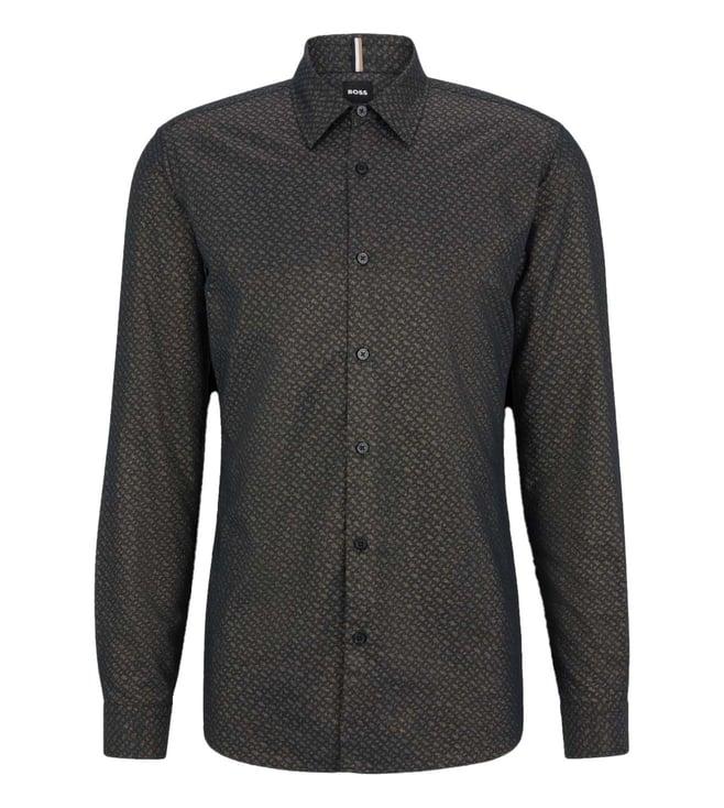 boss gold jacquard slim fit shirt