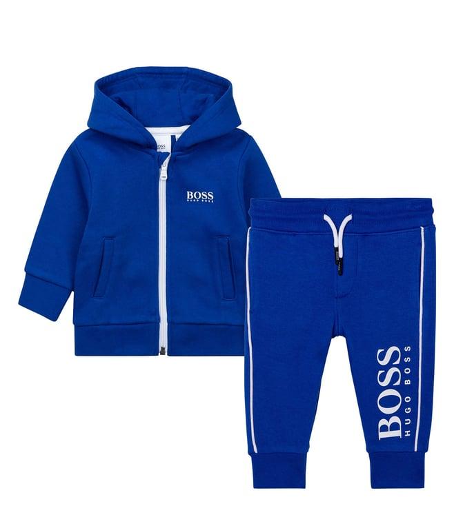 boss kids blue logo regular fit hoodie & joggers set