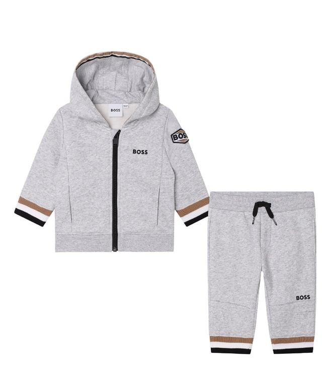 boss kids chine grey regular fit hoodie & joggers set