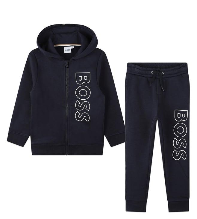 boss kids navy regular fit hoodie & joggers set