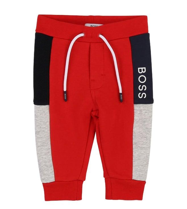 boss kids red regular fit joggers