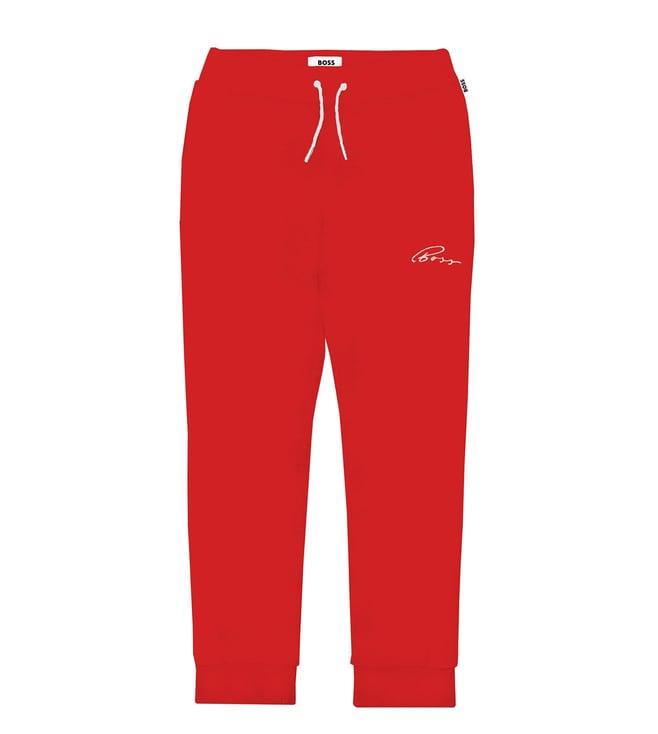 boss kids red regular fit joggers