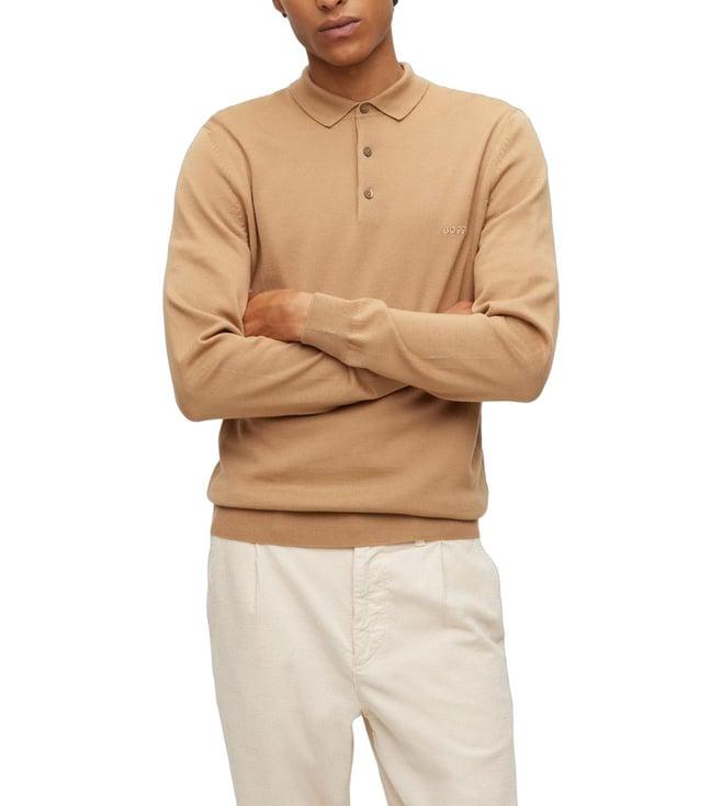 boss light brown regular fit sweater