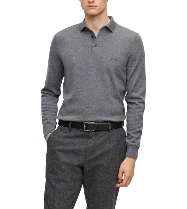 boss light grey regular fit sweater