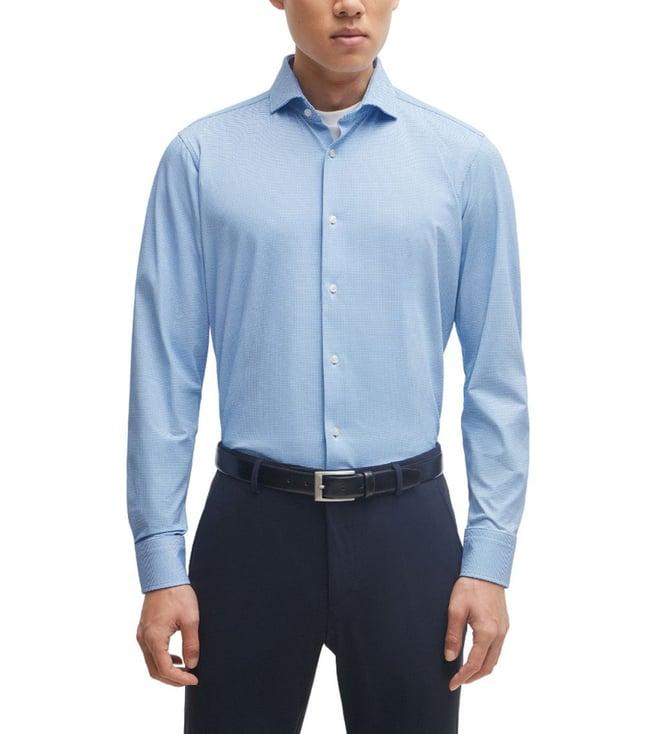 boss light pastel blue pin stripes regular fit shirt