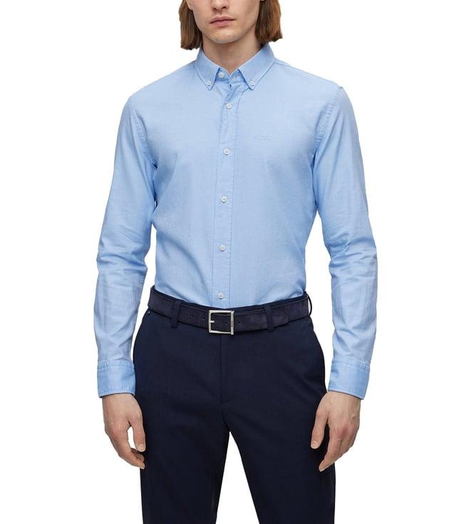 boss light pastel blue regular fit shirt