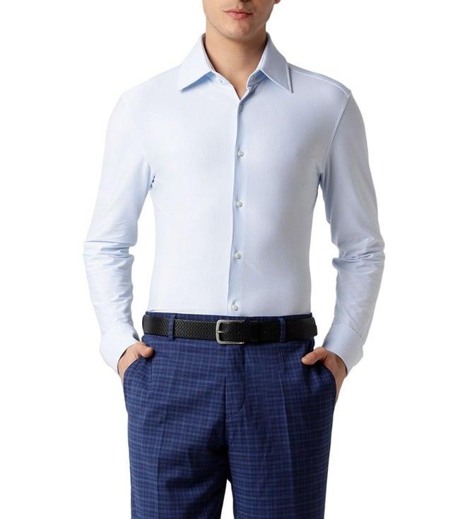 boss light pastel blue stripes slim fit shirt