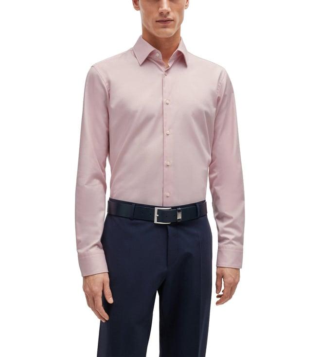 boss light pastel pink regular fit shirt