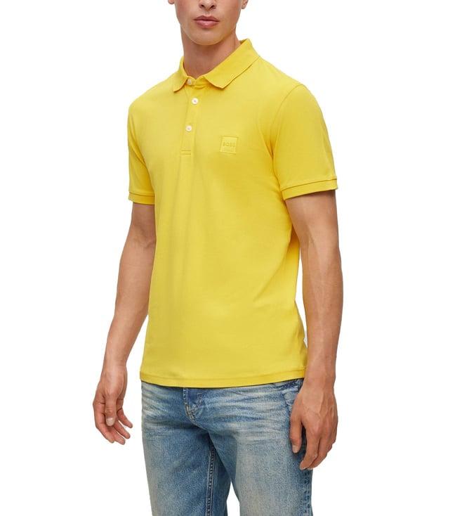 boss light pastel yellow slim fit polo t-shirt