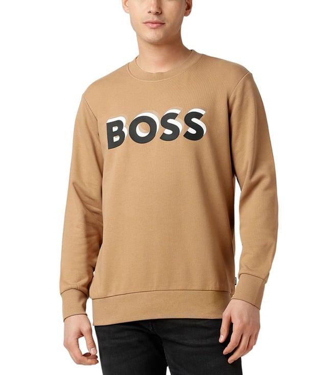 boss medium beige logo comfort fit sweatshirt