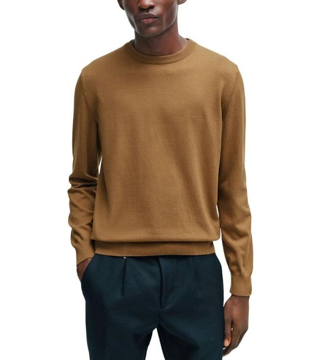 boss medium beige regular fit sweater