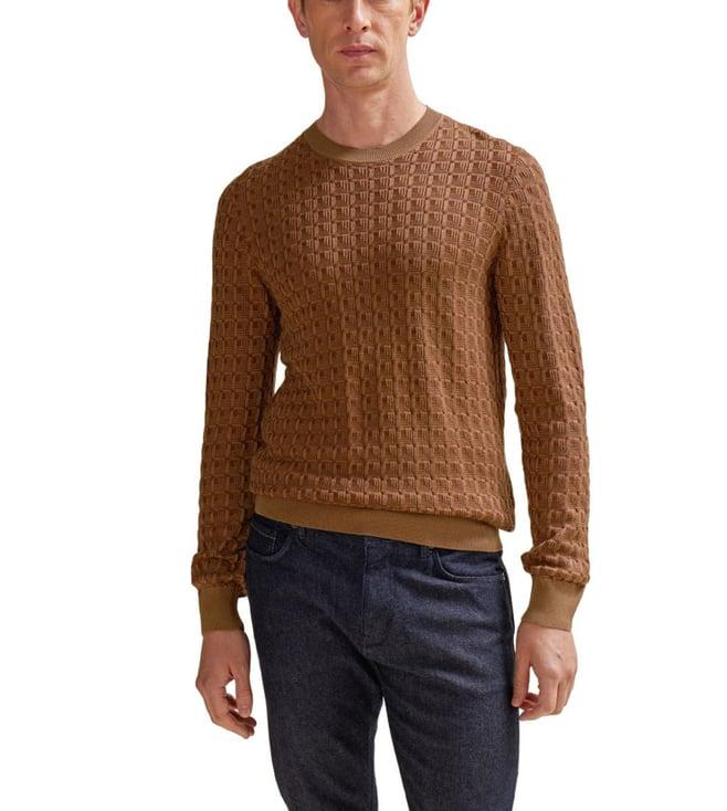 boss medium beige regular fit sweater