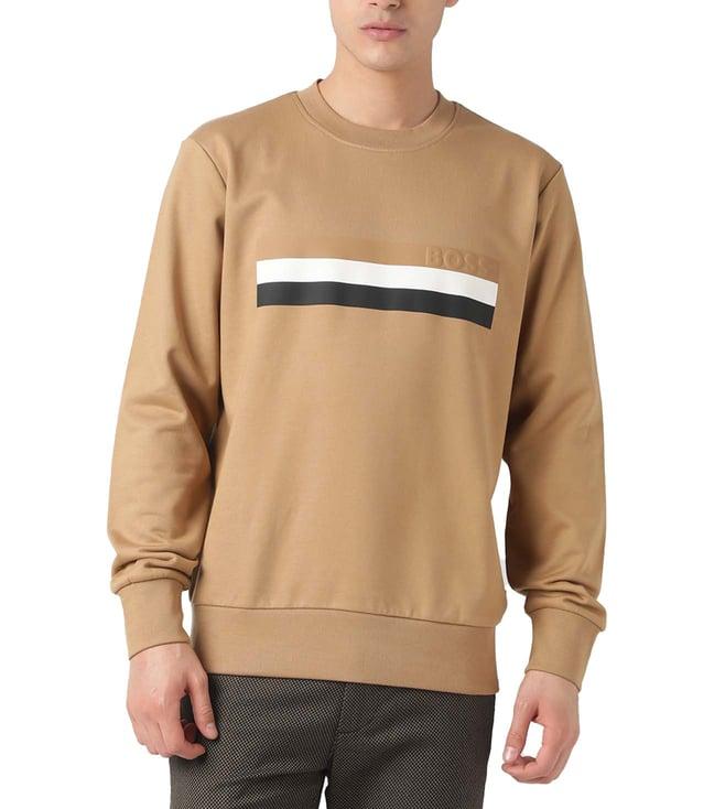 boss medium beige regular fit sweatshirt