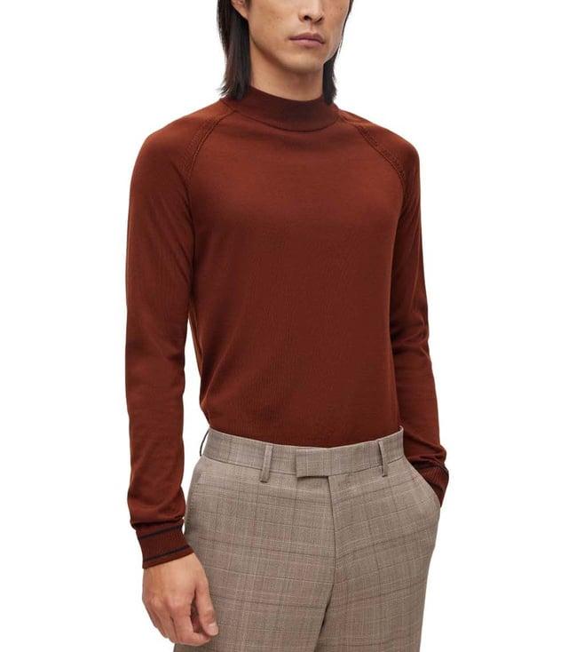 boss medium brown regular fit sweater