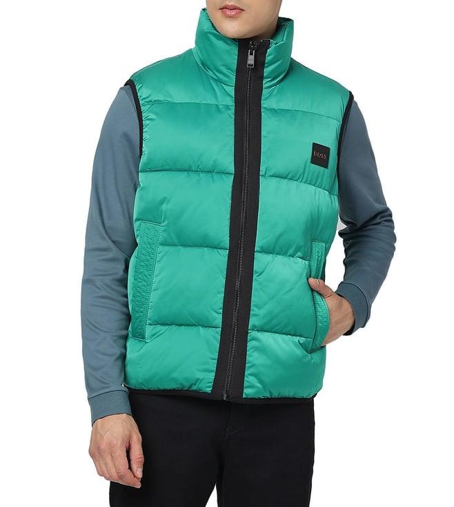 boss medium green regular fit gilet jacket