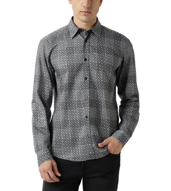 boss medium grey checked regular fit shirt