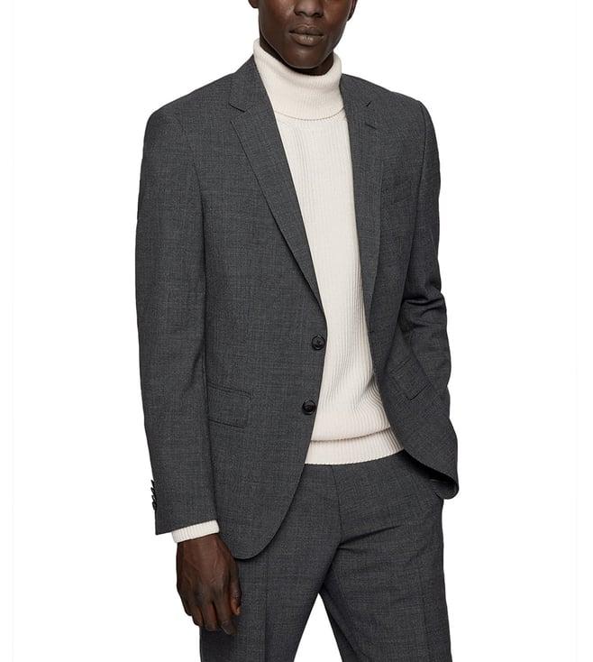 boss medium grey micro patterned slim fit suit