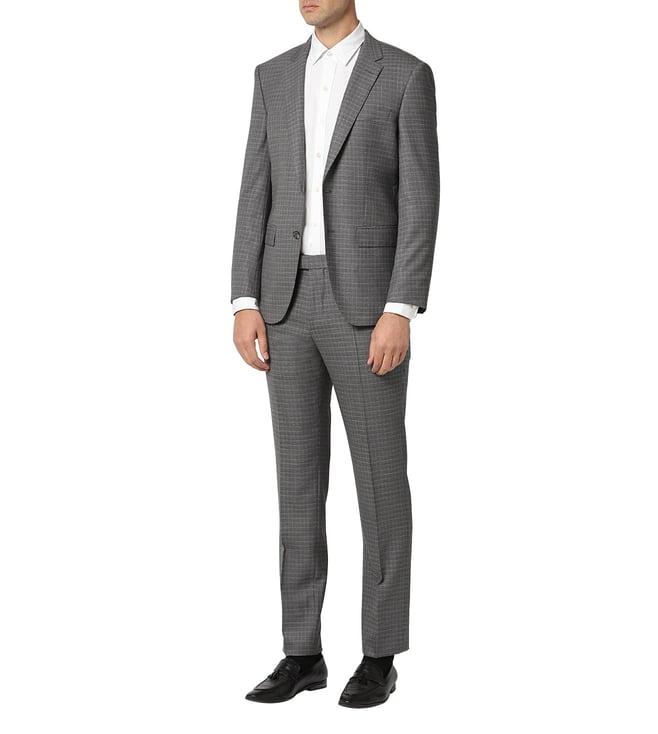 boss medium grey slim fit checked suit