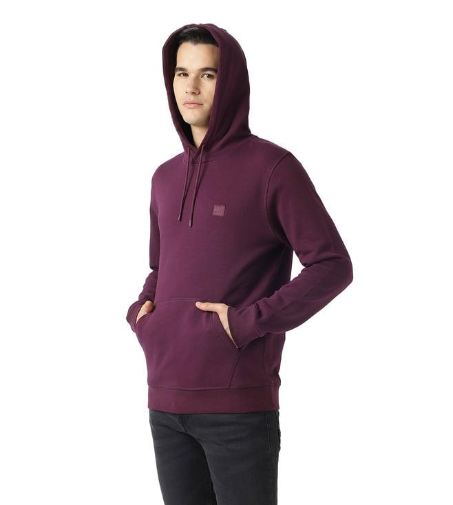 boss medium purple regular fit hoodie