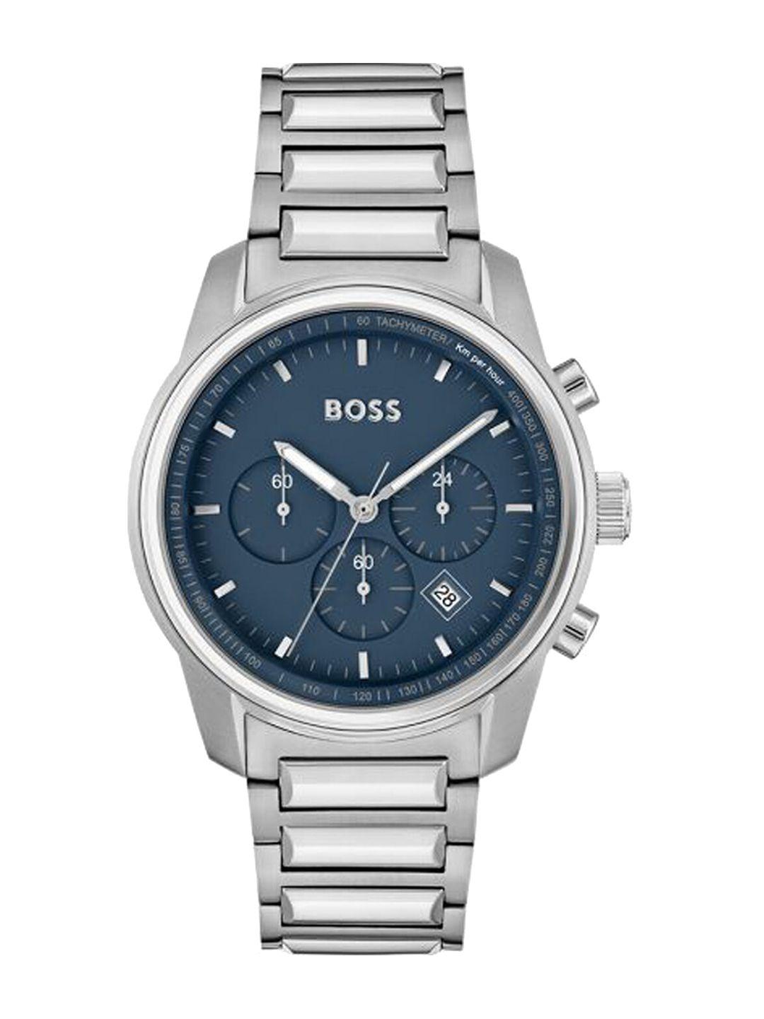 boss men brass dial & stainless steel bracelet style analogue chronograph watch 01514007