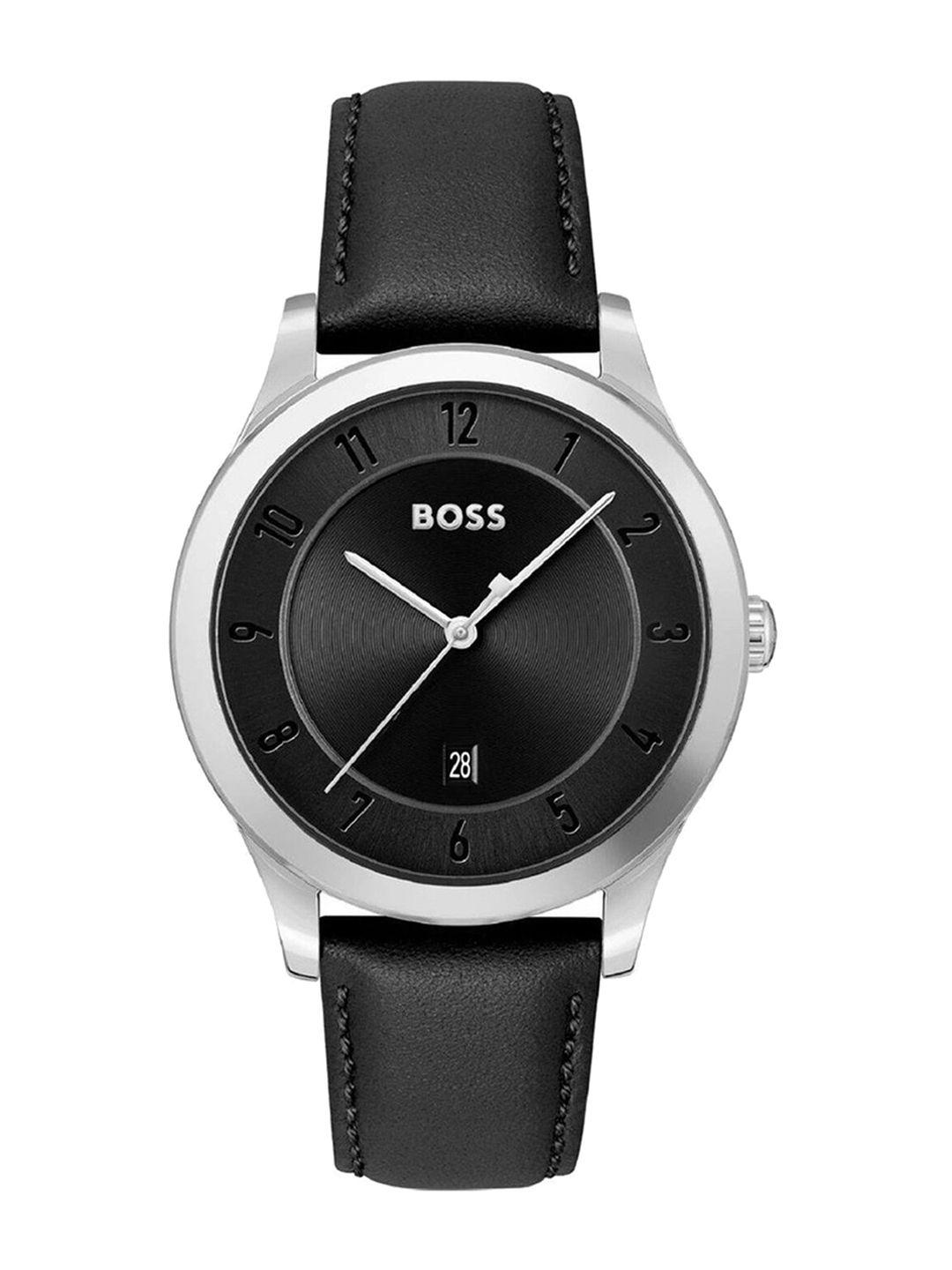 boss men leather straps analogue watch 1513984