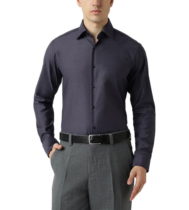 boss navy regular fit shirt