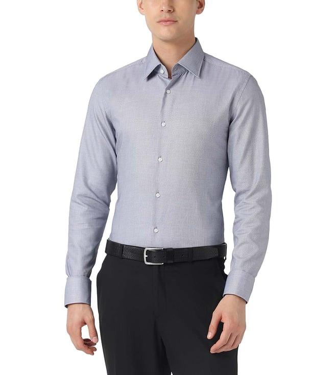 boss navy slim fit shirt