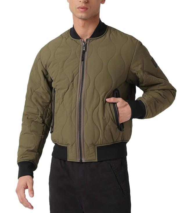 boss olive green regular fit bomber jacket