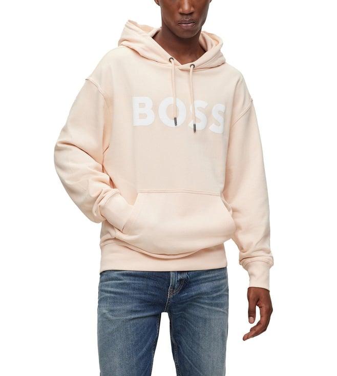 boss open beige regular fit hoodie