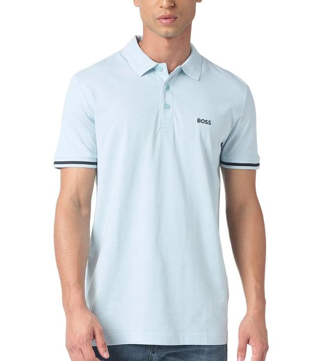 boss open blue regular fit polo t-shirt