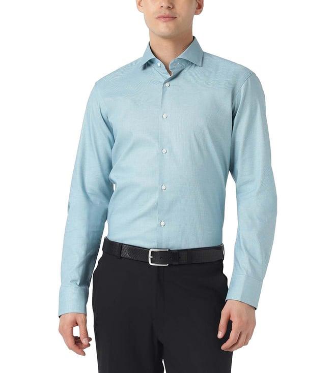 boss open blue regular fit shirt