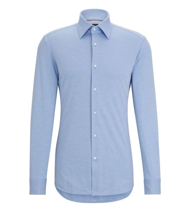 boss open blue slim fit shirt