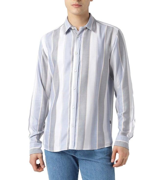 boss open blue stripes slim fit shirt