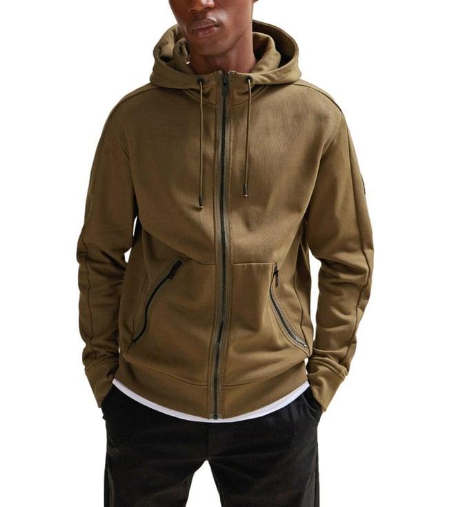 boss open green regular fit hoodie