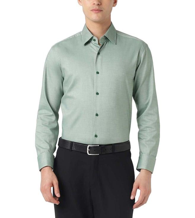 boss open green regular fit shirt