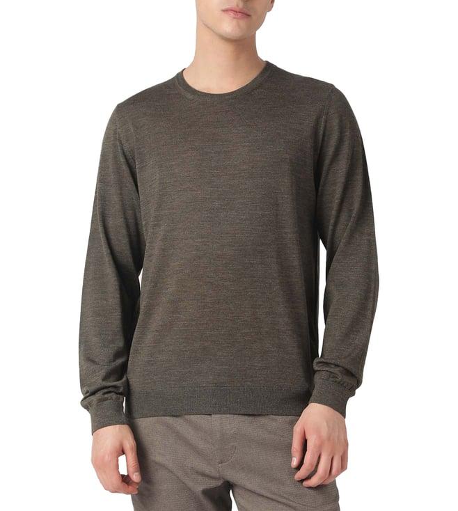 boss open green slim fit sweater